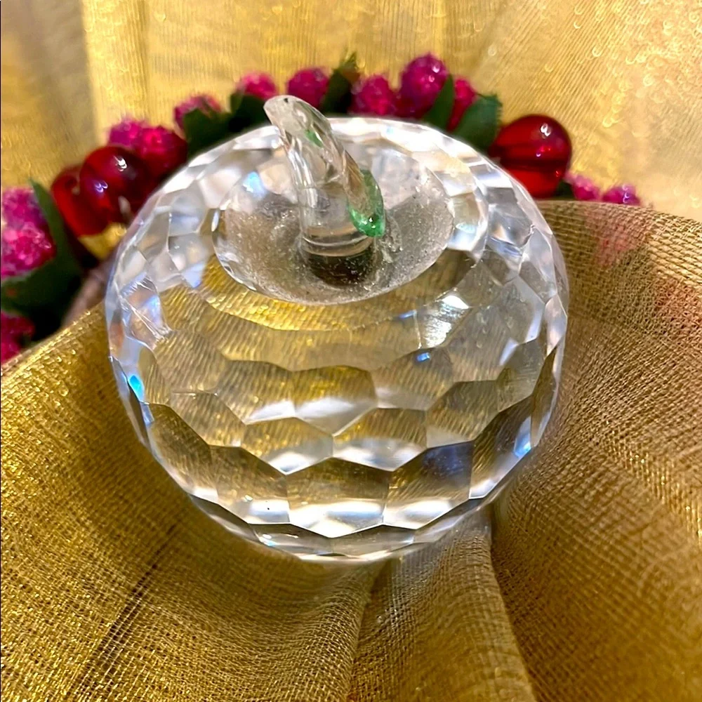 Crystal Apple🍏paperweight For teacher gift~An Apple A Day Brand New w green Stem